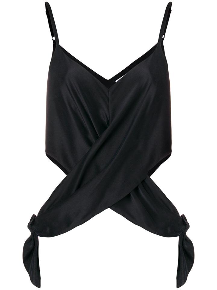 T By Alexander Wang Sleeveless Wrap Cutout Blouse - Black