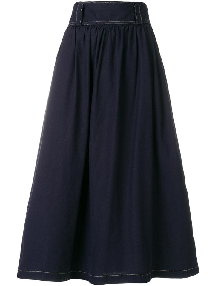 Y's By Yohji Yamamoto Vintage Flared Midi Skirt - Blue