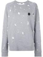 Msgm Frayed Sweatshirt, Women's, Size: Medium, Grey, Cotton/viscose