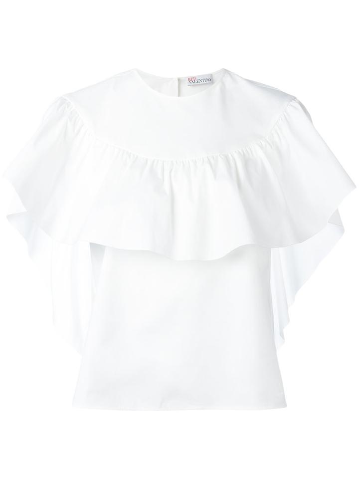 Red Valentino - Ruffled T-shirt - Women - Cotton/polyamide/spandex/elastane - 40, Women's, White, Cotton/polyamide/spandex/elastane