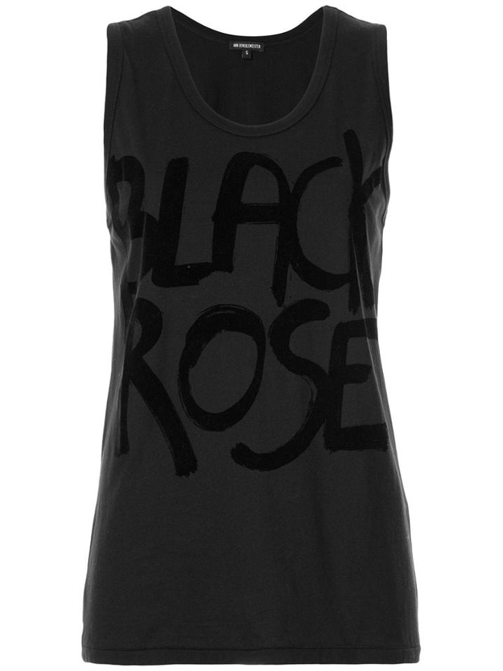 Ann Demeulemeester Black Rose Tank Top