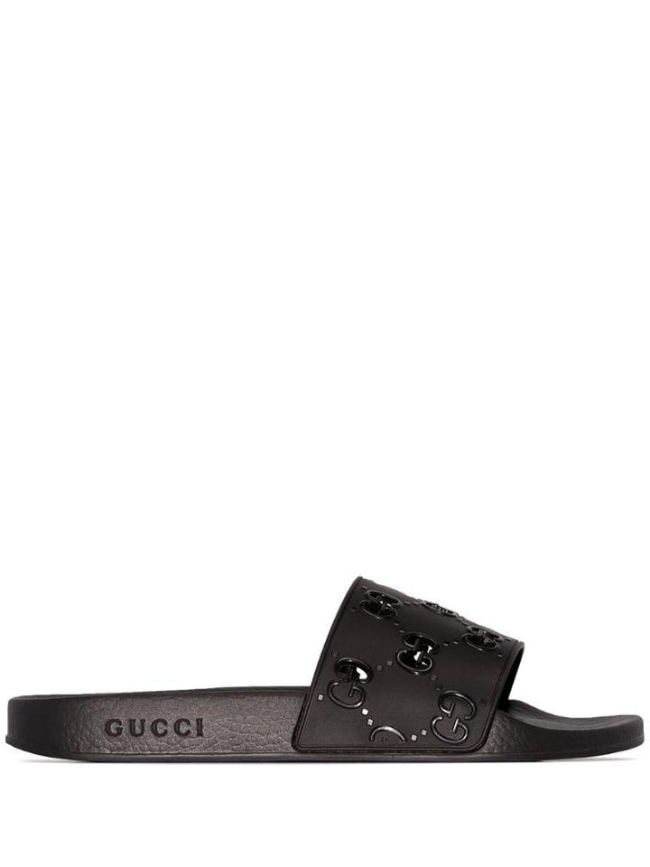 Gucci Pursuit Gg Logo Slides - Black