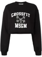 Msgm Cropped Logo Sweatshirt, Women's, Size: Medium, Black, Cotton