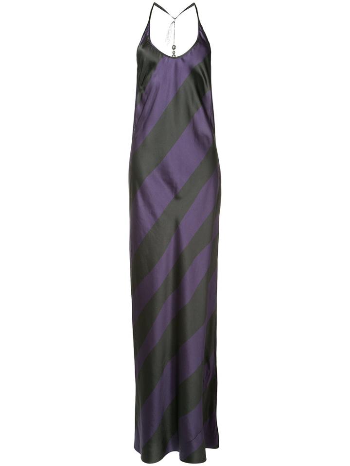 Ann Demeulemeester - Striped Gown - Women - Silk/spandex/elastane - 38, Pink/purple, Silk/spandex/elastane