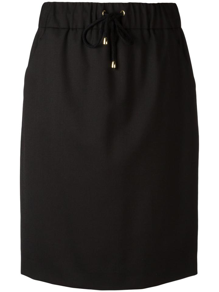 Boutique Moschino Elastic Waistband Skirt, Women's, Size: 44, Black, Virgin Wool/other Fibers