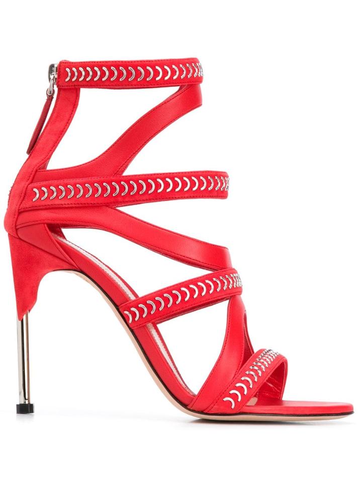 Alexander Mcqueen Embellished Strappy Sandals - Red