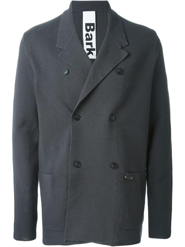 Bark Double-breasted Knit Blazer, Men's, Size: Medium, Grey, Cotton
