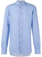 Barba - Fine Floral Print Shirt - Men - Linen/flax - 42, Blue, Linen/flax