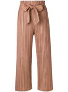 Pleats Please By Issey Miyake Cropped High-waisted Trousers - Brown