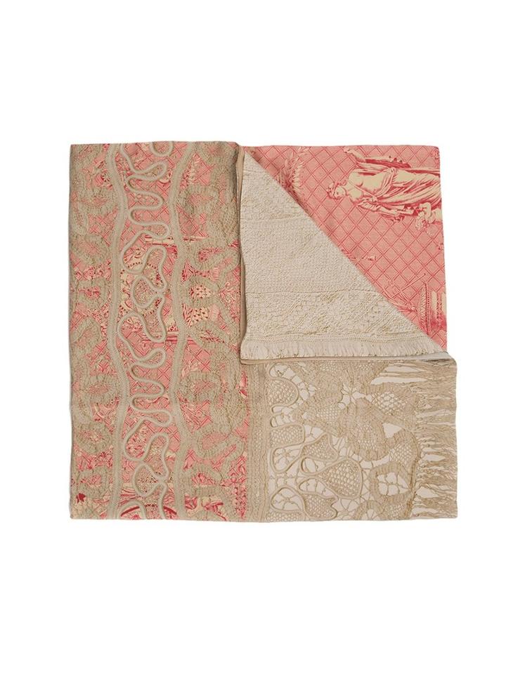 Pierre-louis Mascia Embroidered Scarf, Adult Unisex, Pink, Silk/cotton