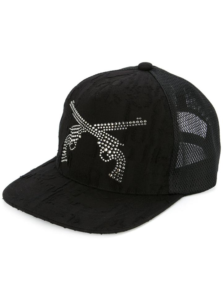 Roar Distressed Crystal Guns Cap - Black