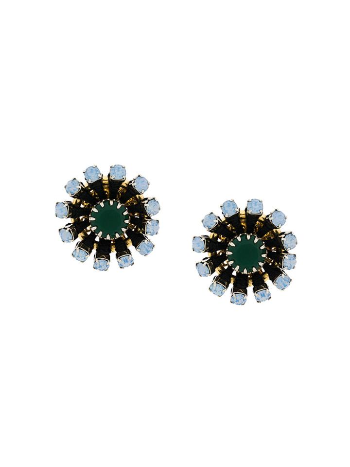 Radà Crystal Embellished Stud Earrings - Blue