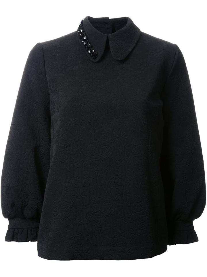 Simone Rocha Embellished Collar Sweatshirt, Women's, Size: 10, Black, Cotton/polyester