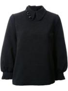 Simone Rocha Embellished Collar Sweatshirt, Women's, Size: 10, Black, Cotton/polyester