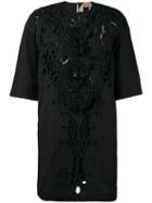 No21 - Lace Detail Shift Dress - Women - Cotton - 40, Black, Cotton