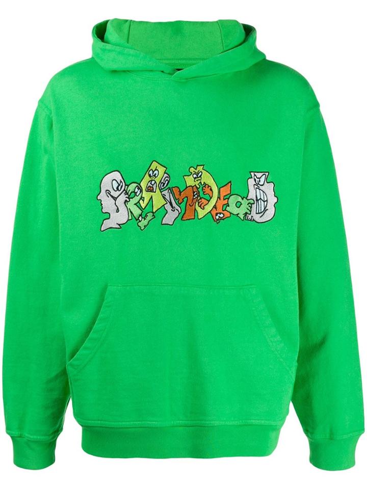 Brain Dead Cartoon Logo Stamp Hoodie - Green