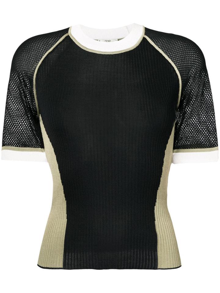 Fendi Short Sleeve Silk Jumper - Black