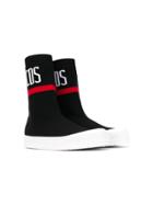 Gcds Kids Intarsia Logo Sock Sneakers - Black