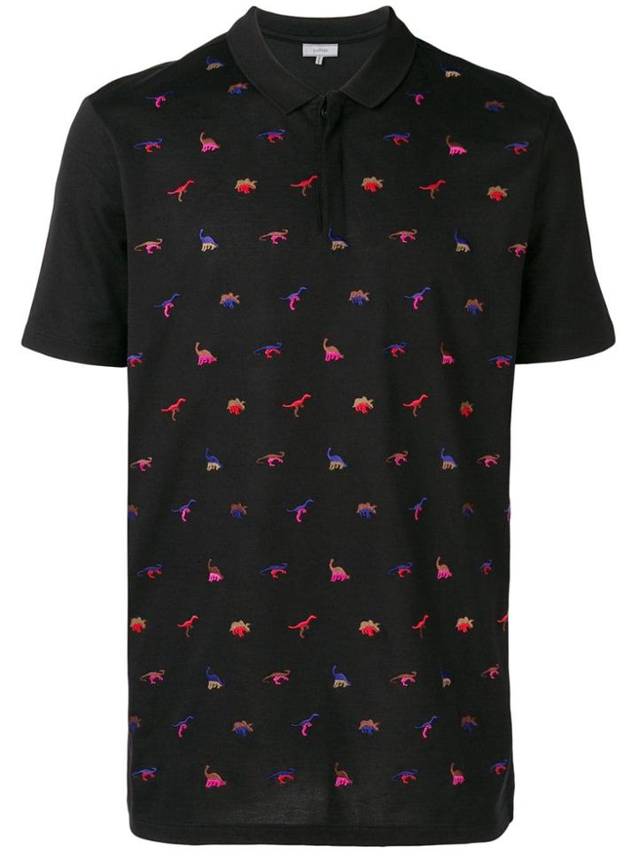 Lanvin Dinosaur Embroidered Polo Shirt - Black