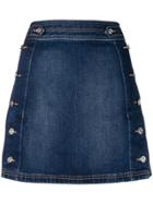 Current/elliott Side Button Denim Skirt - Blue
