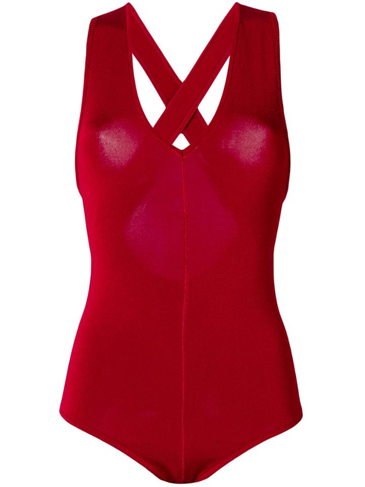 Forte Forte Crisscross Strap Bodysuit - Red