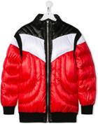 Balmain Kids Colour Blocked Padded Puffer Jacket - Red