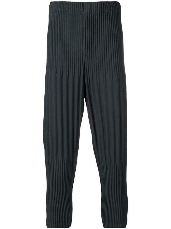 Homme Plissé Issey Miyake Ribbed Cropped Trousers - Grey