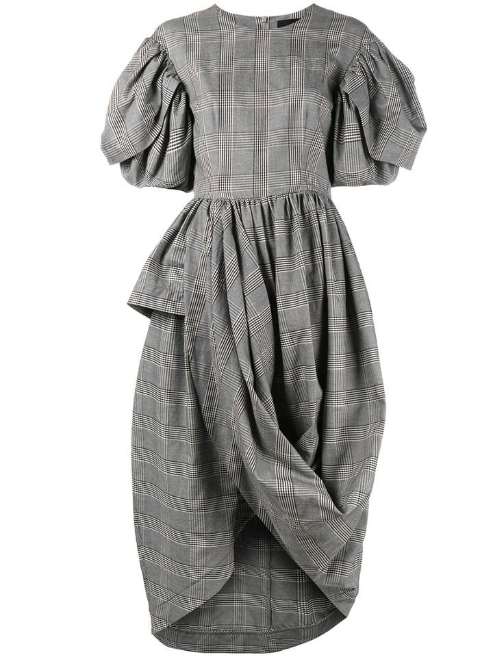 Simone Rocha Prince Of Wales Checked Dress, Women's, Size: 6, Grey, Cotton/linen/flax/acetate