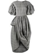 Simone Rocha Prince Of Wales Checked Dress, Women's, Size: 6, Grey, Cotton/linen/flax/acetate
