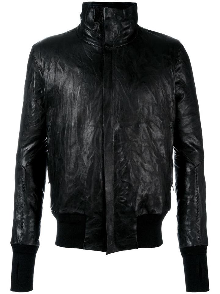 Isaac Sellam Experience Zipped Leather Jacket, Men's, Size: Xxl, Black, Cotton/feather Down/lamb Skin/acetate