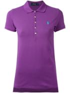 Polo Ralph Lauren - Embroidered Polo Shirt - Women - Cotton/spandex/elastane - L, Pink/purple, Cotton/spandex/elastane