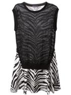Emanuel Ungaro Zebra Print Flared Dress, Women's, Size: 42, Black, Cotton/silk