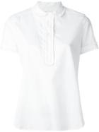 Ymc Frill Trim Polo Shirt, Women's, Size: 8, White, Cotton