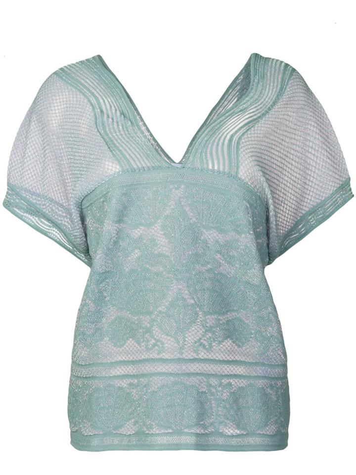 M Missoni Lurex V-neck Top - Green