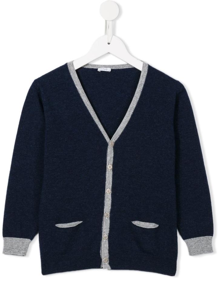 Il Gufo Contrast Trim Cardigan, Boy's, Size: 10 Yrs, Blue