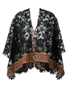 Ermanno Gallamini - Embroidered Cape - Women - Cotton/polyester - One Size, Black, Cotton/polyester