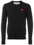 Comme Des Garçons Play - Embroidered Heart Jumper - Men - Wool - L, Black, Wool