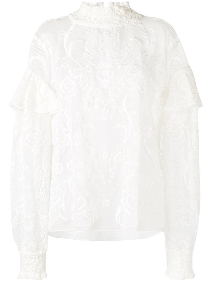 Magda Butrym - Vichy Embroidered Top - Women - Silk/cotton - 38, Women's, White, Silk/cotton