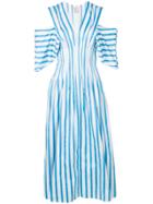 Maison Rabih Kayrouz Cold-shoulder Striped Dress - Blue