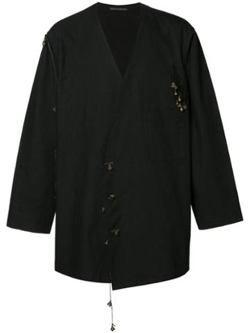 Yohji Yamamoto Open Armpit Ethnic Button Jacket, Men's, Size: 3, Black, Cupro/cotton