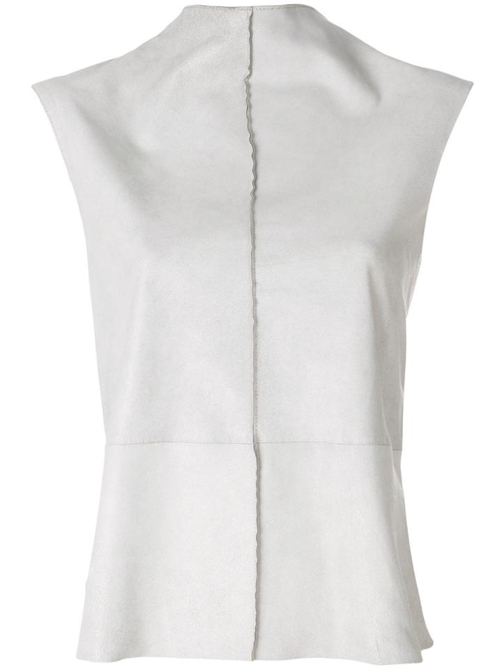 Vanderwilt Standing Collar Sleeveless Blouse - Grey