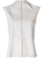 Vanderwilt Standing Collar Sleeveless Blouse - Grey