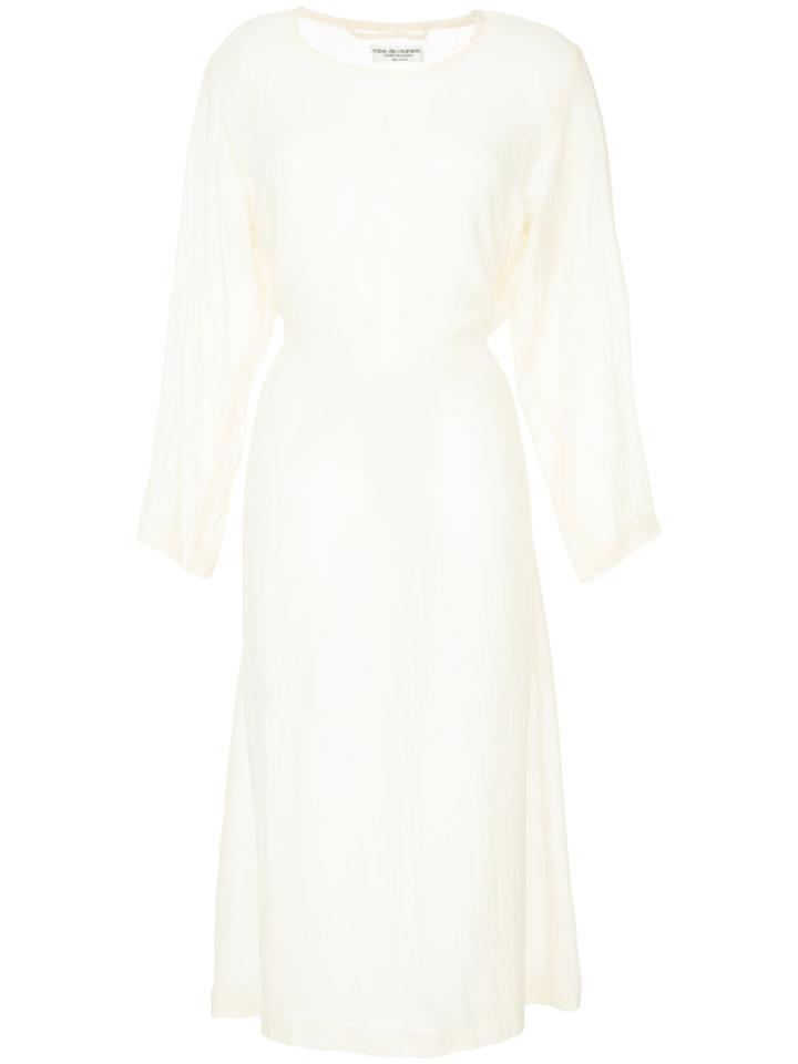 Comme Des Garçons Vintage Sheer Tied Midi Dress - White
