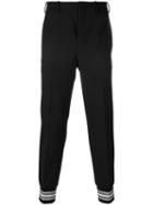 Neil Barrett - Stripe Cuff Trousers - Men - Cotton/polyester/spandex/elastane/virgin Wool - 48, Black, Cotton/polyester/spandex/elastane/virgin Wool