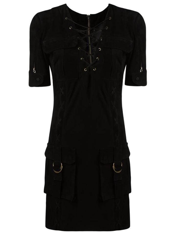 Andrea Bogosian V-neck Dress, Women's, Size: Medium, Black, Chamois Leather