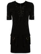 Andrea Bogosian V-neck Dress, Women's, Size: Medium, Black, Chamois Leather