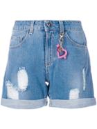 Twin-set Distressed Denim Shorts - Blue