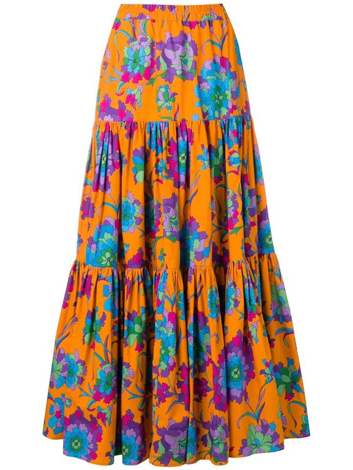 La Doublej Long Printed Skirt - Orange