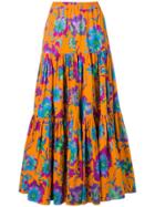 La Doublej Long Printed Skirt - Orange