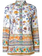 Etro Floral Print Shirt, Women's, Size: 44, White, Cotton/spandex/elastane